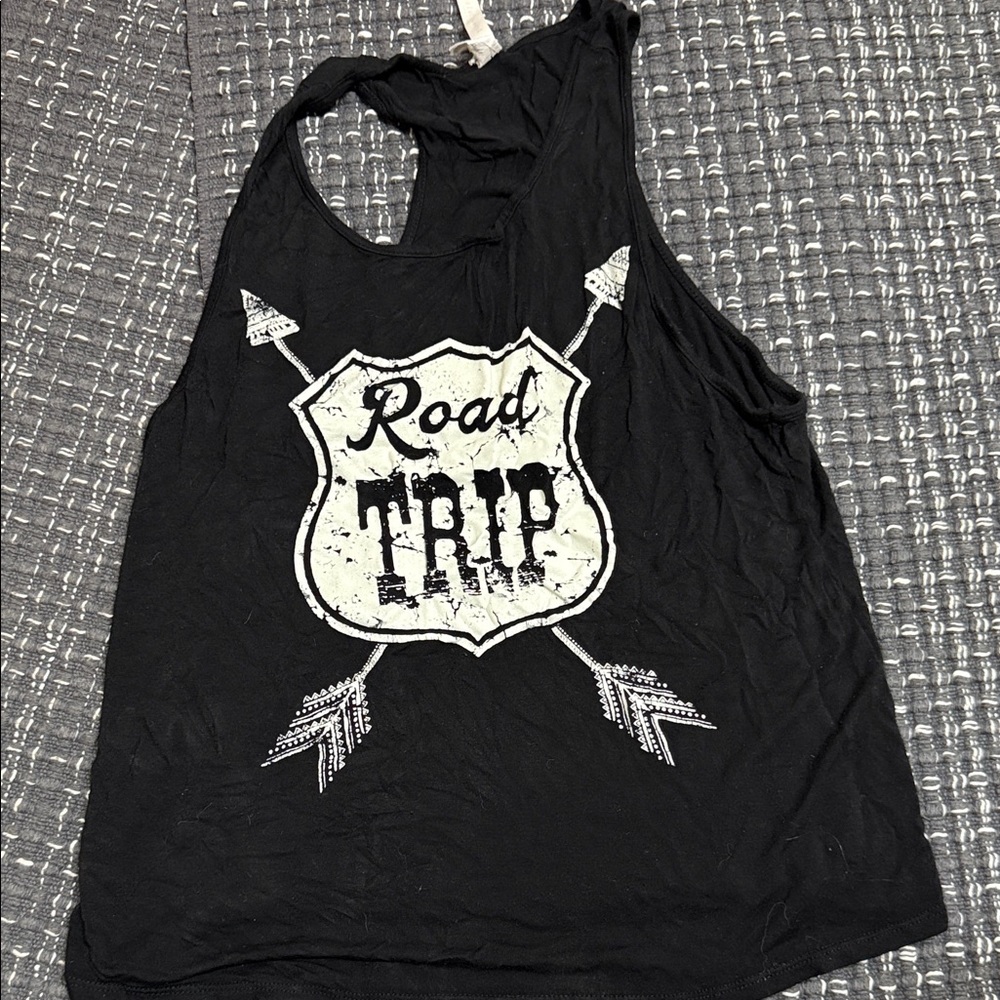 Women's Black 'Road Trip' Graphic Racerback Tank Top